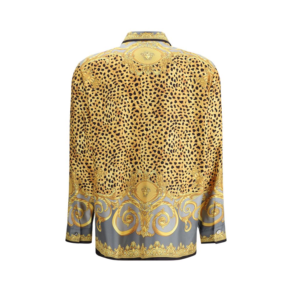 Camisa con fular de seda de guepardo de Versace