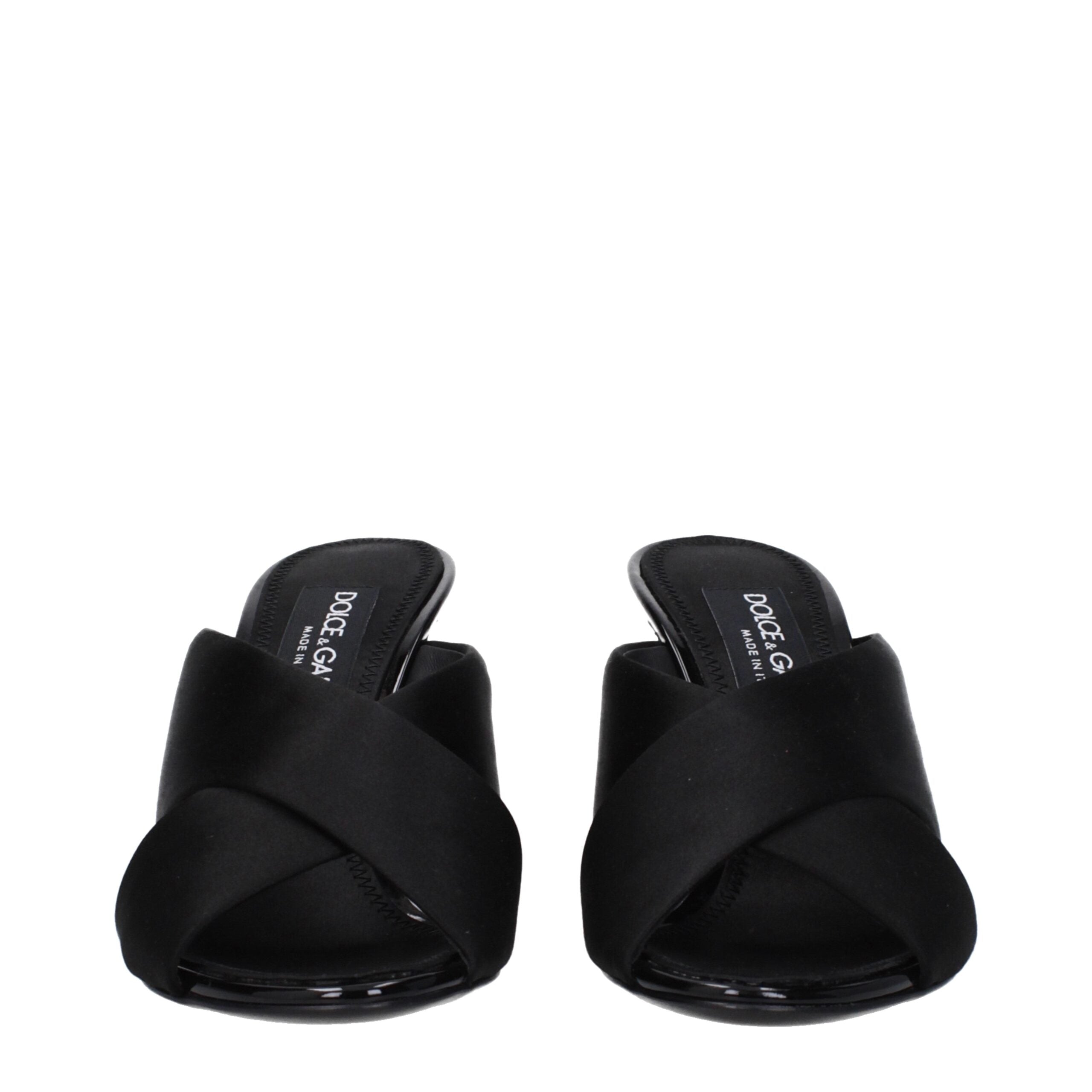 Dolce & Gabbana Black Satin Stiletto Heel Sandals