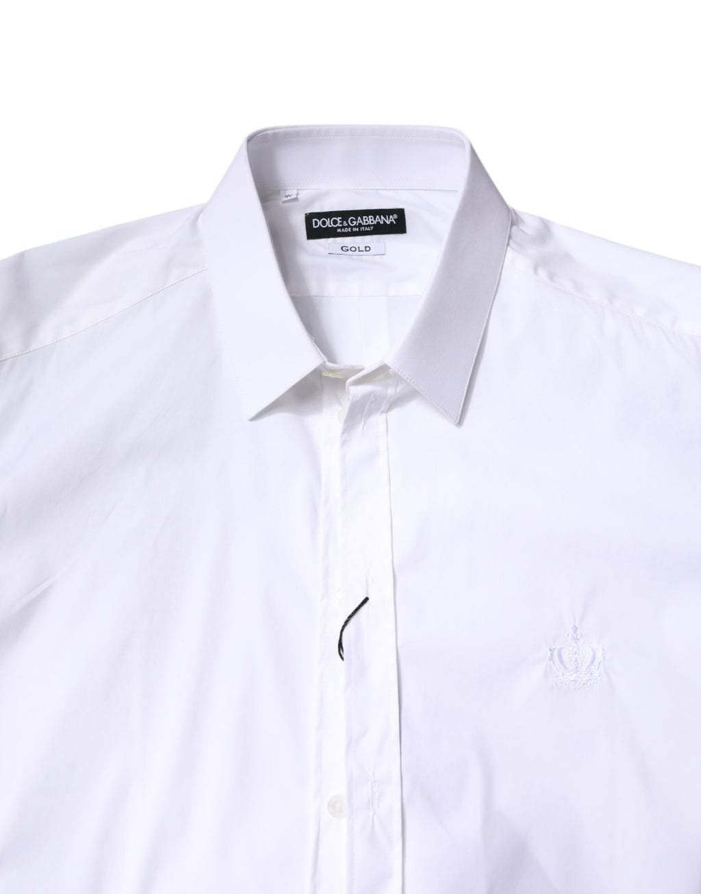 Dolce & Gabbana White Cotton Collared GOLD FormalDress Shirt