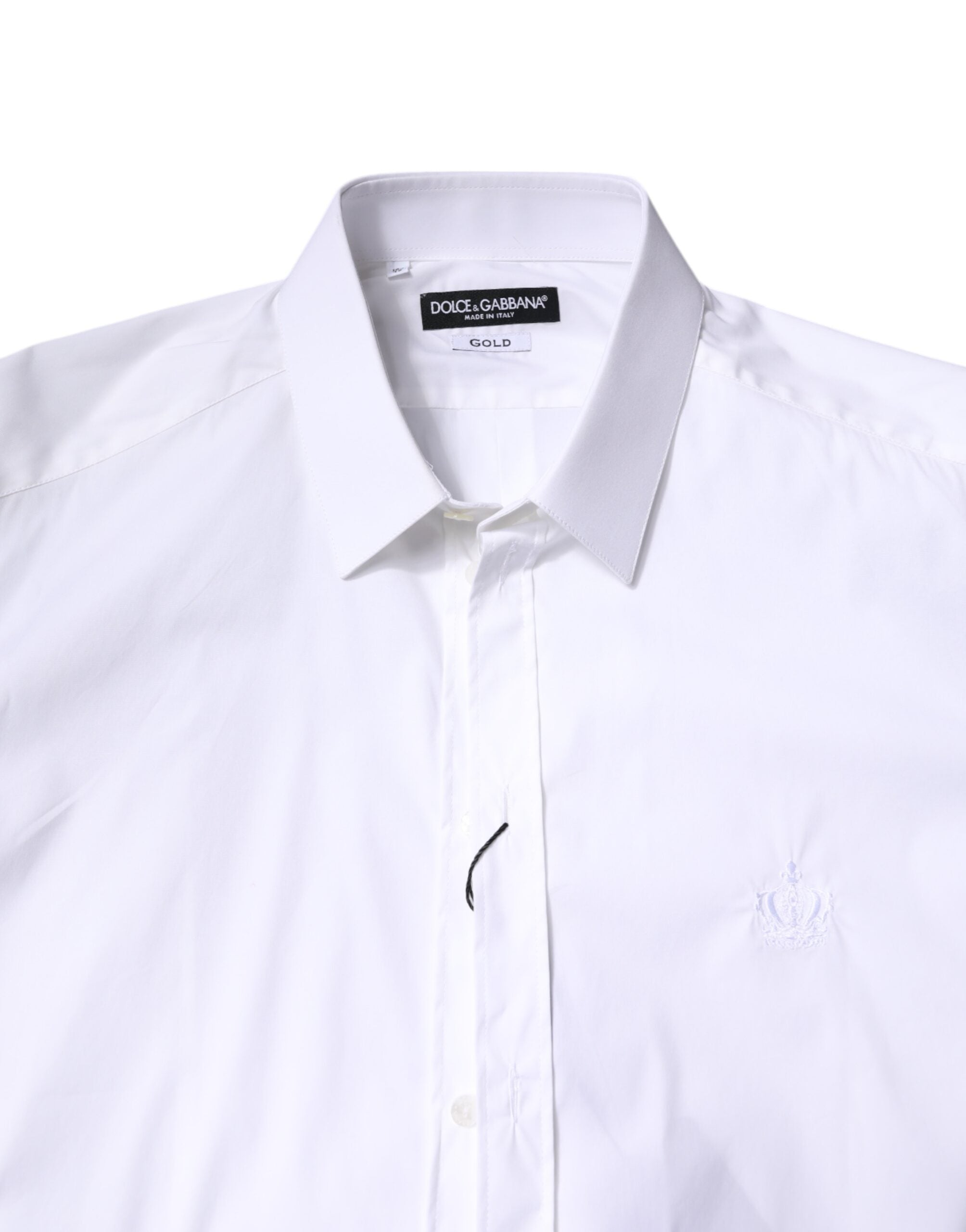 Dolce & Gabbana White Cotton Collared GOLD FormalDress Shirt