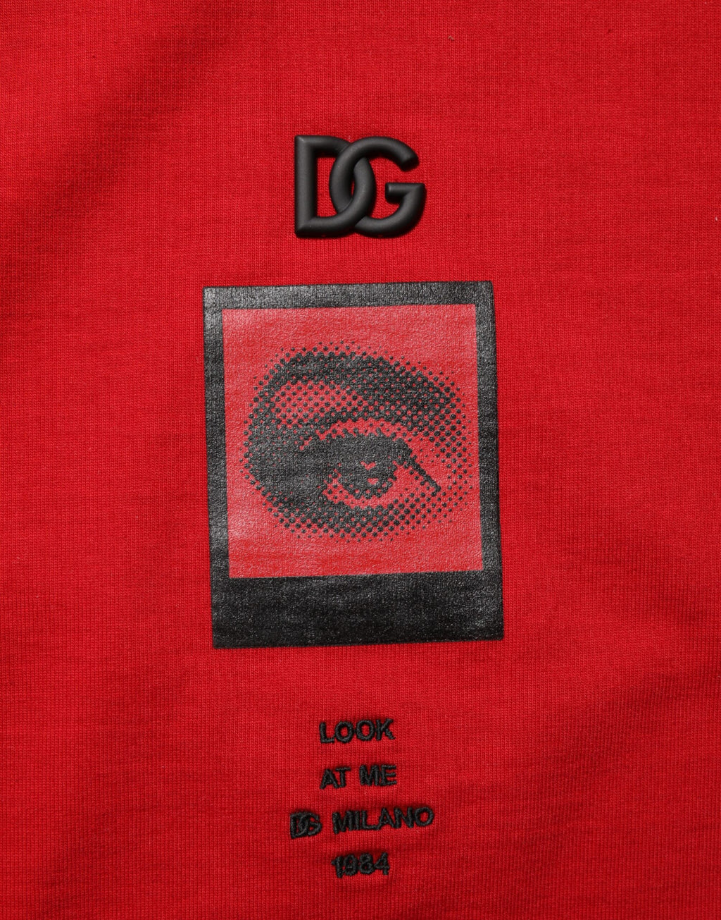 Dolce & Gabbana Red Logo Eye Print Cotton Short Sleeve T-shirt