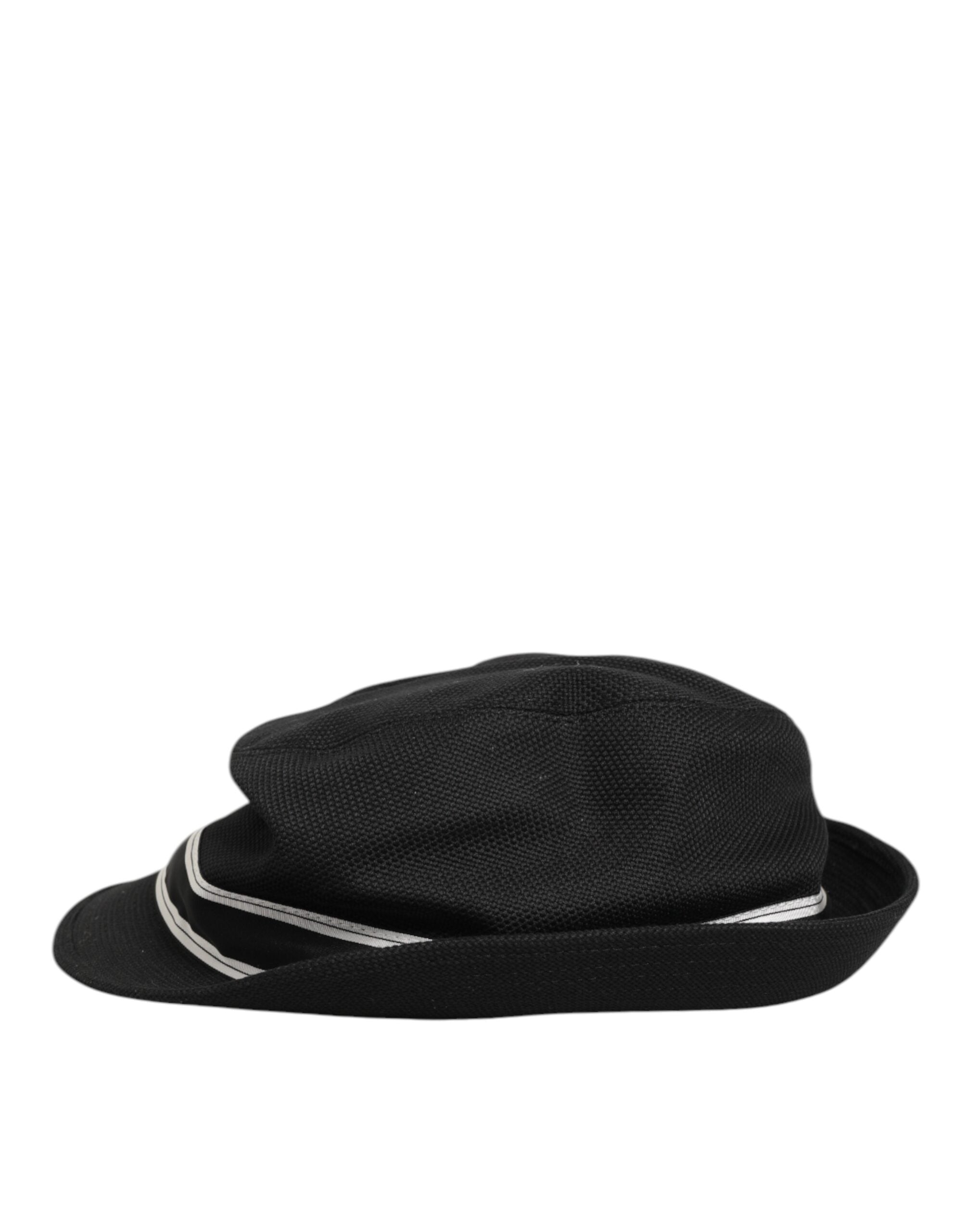 Dolce & Gabbana Black Cotton Polka Dot Lining Fedora Men Hat