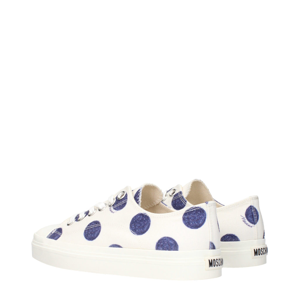 Moschino White Fabric Low Top Sneakers