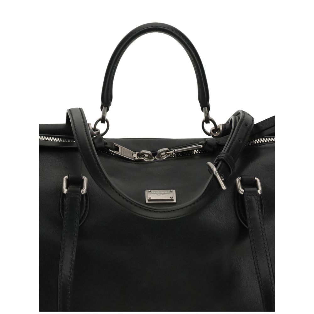 Dolce & Gabbana Black Calf Leather Bos Taurus Shoulder Bag