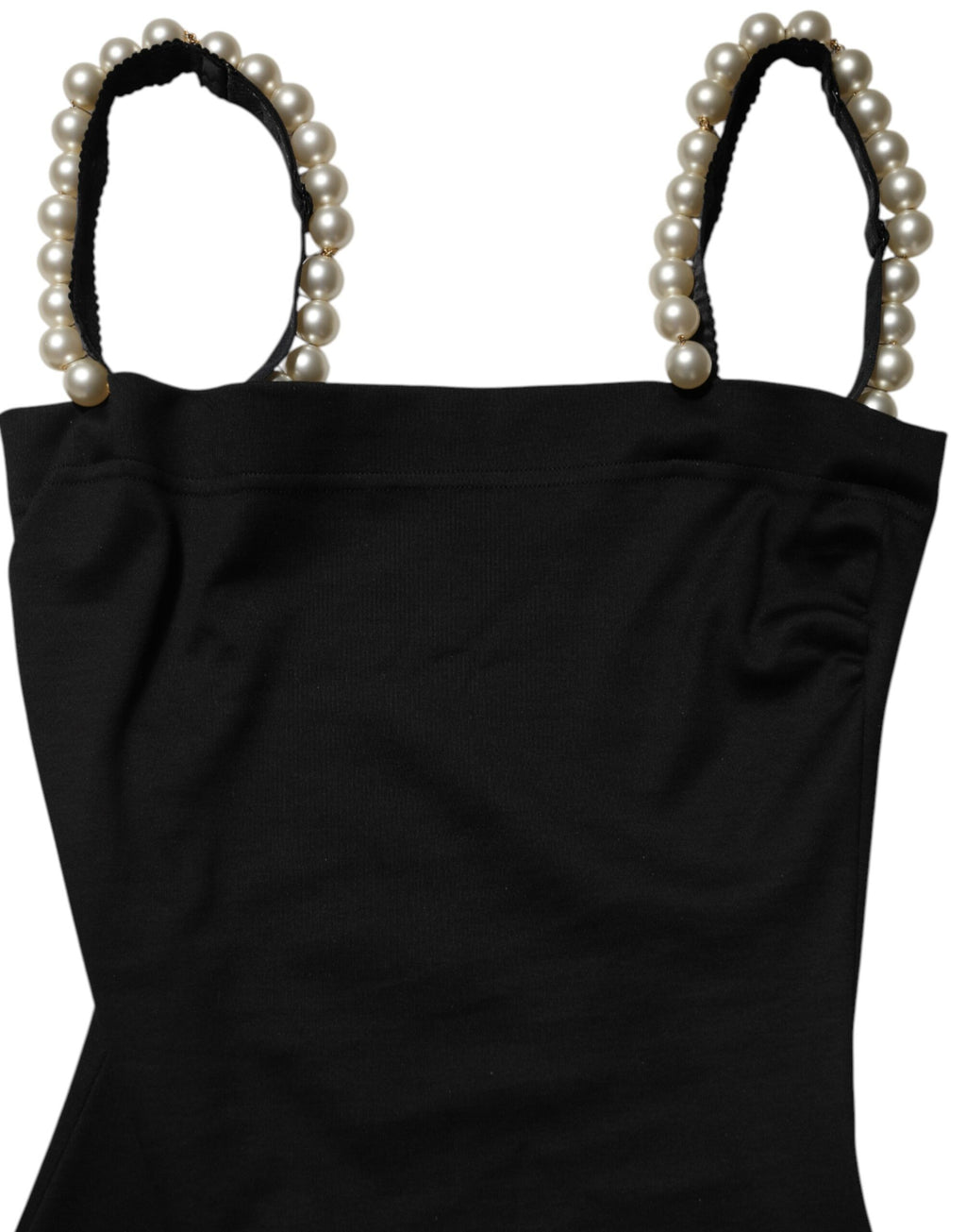 Dolce & Gabbana Black Faux Pearl Cotton Sheath Mini Dress