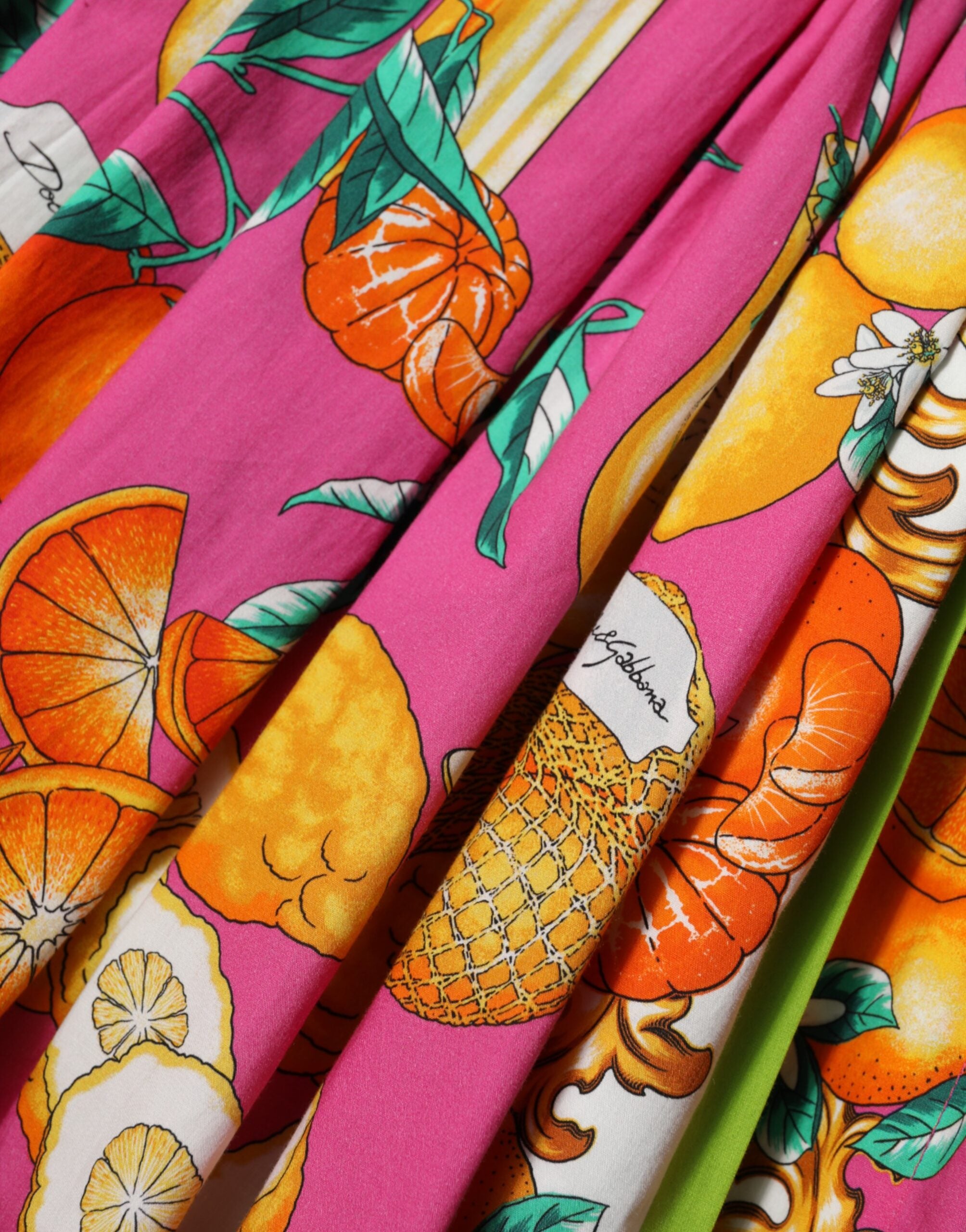 Dolce & Gabbana Pink Fruit Print A-line Mini Sleeveless Dress