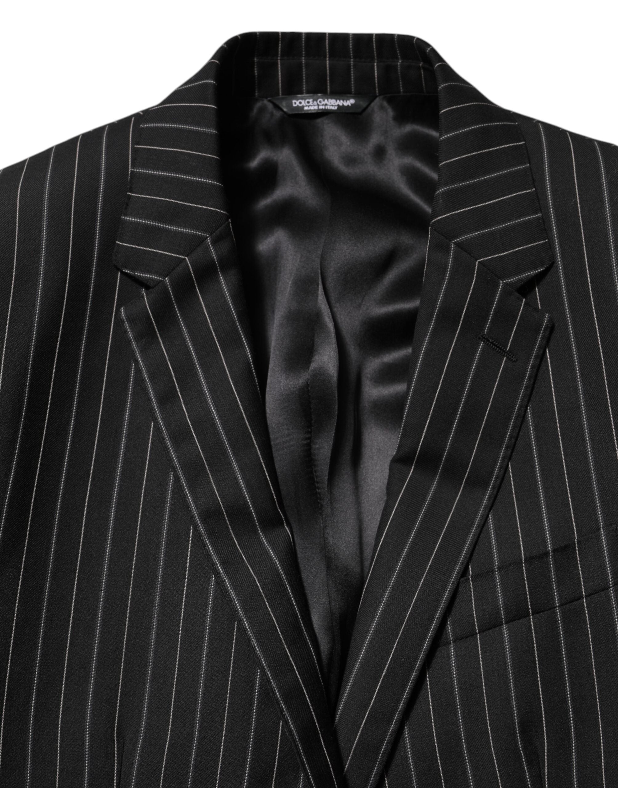 Dolce & Gabbana Black Stripes MARTINI 1 Button Suit Blazer