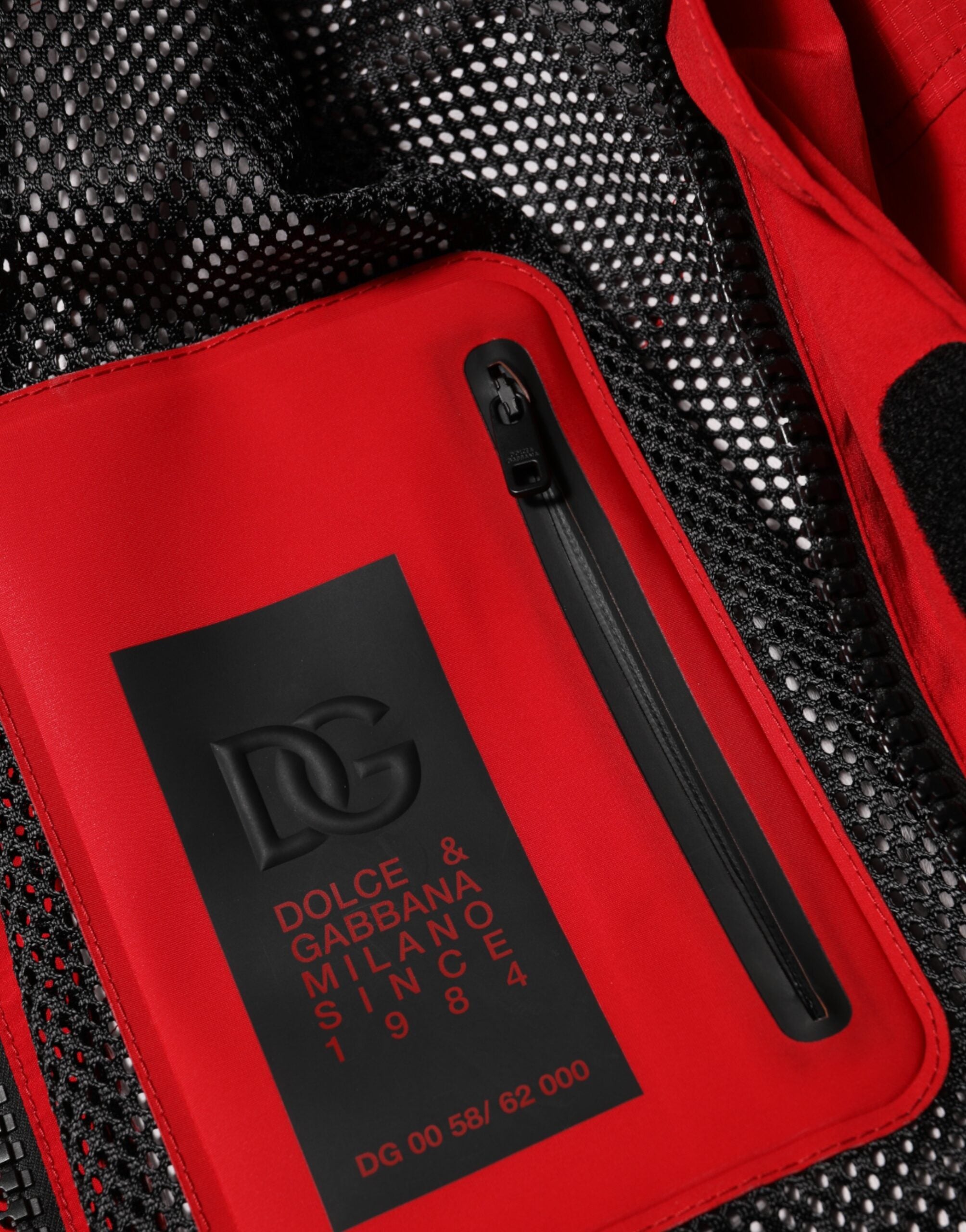 Dolce & Gabbana Red Nylon Hooded Men Full Zip Parka Jacket