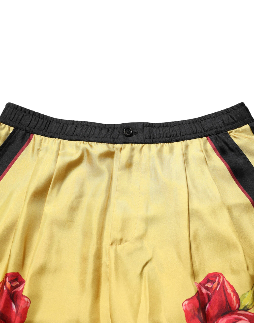 Dolce & Gabbana Yellow Floral Print Silk Men Bermuda Shorts