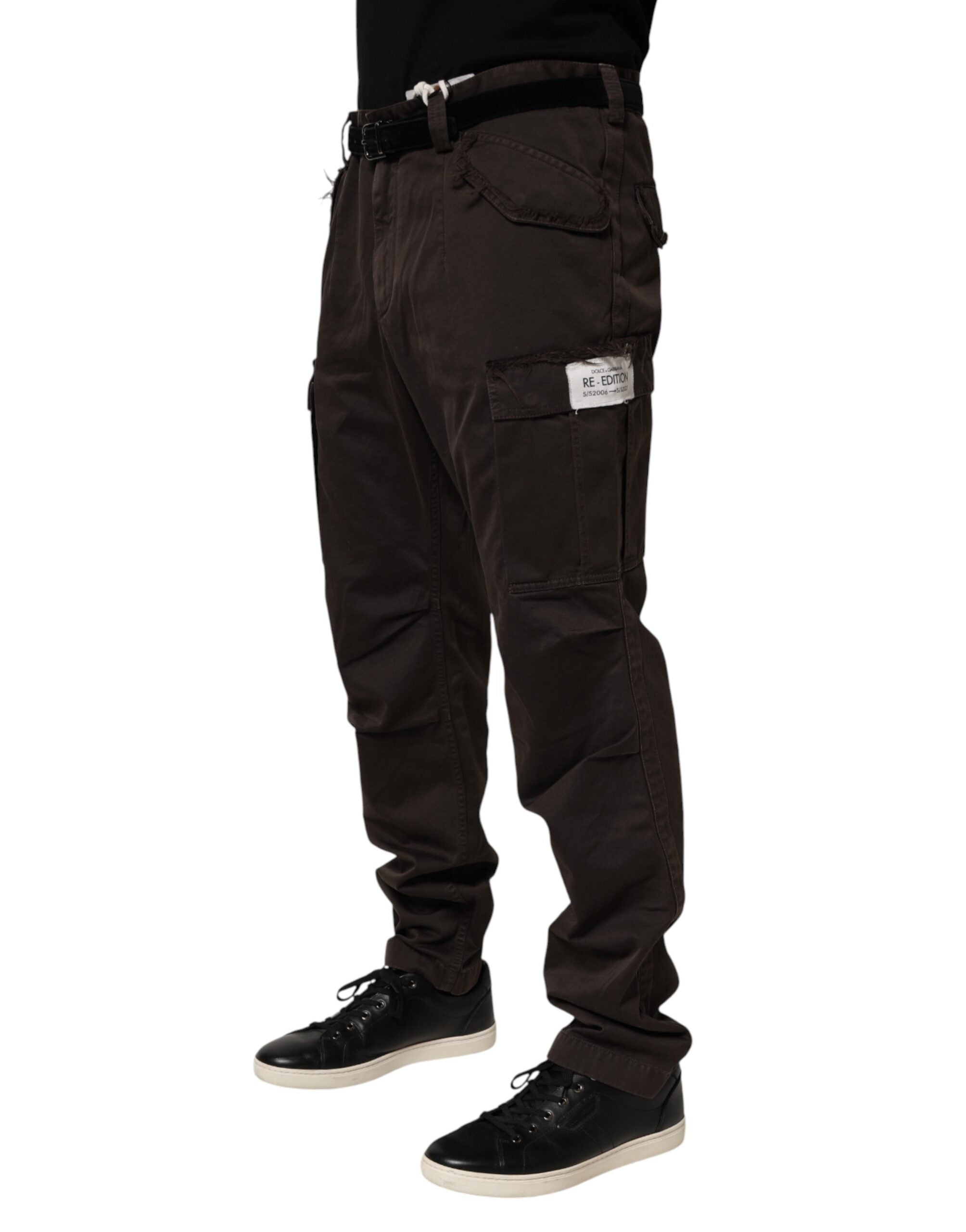 Dolce & Gabbana Brown Re- Edition Cotton Men Cargo Pants