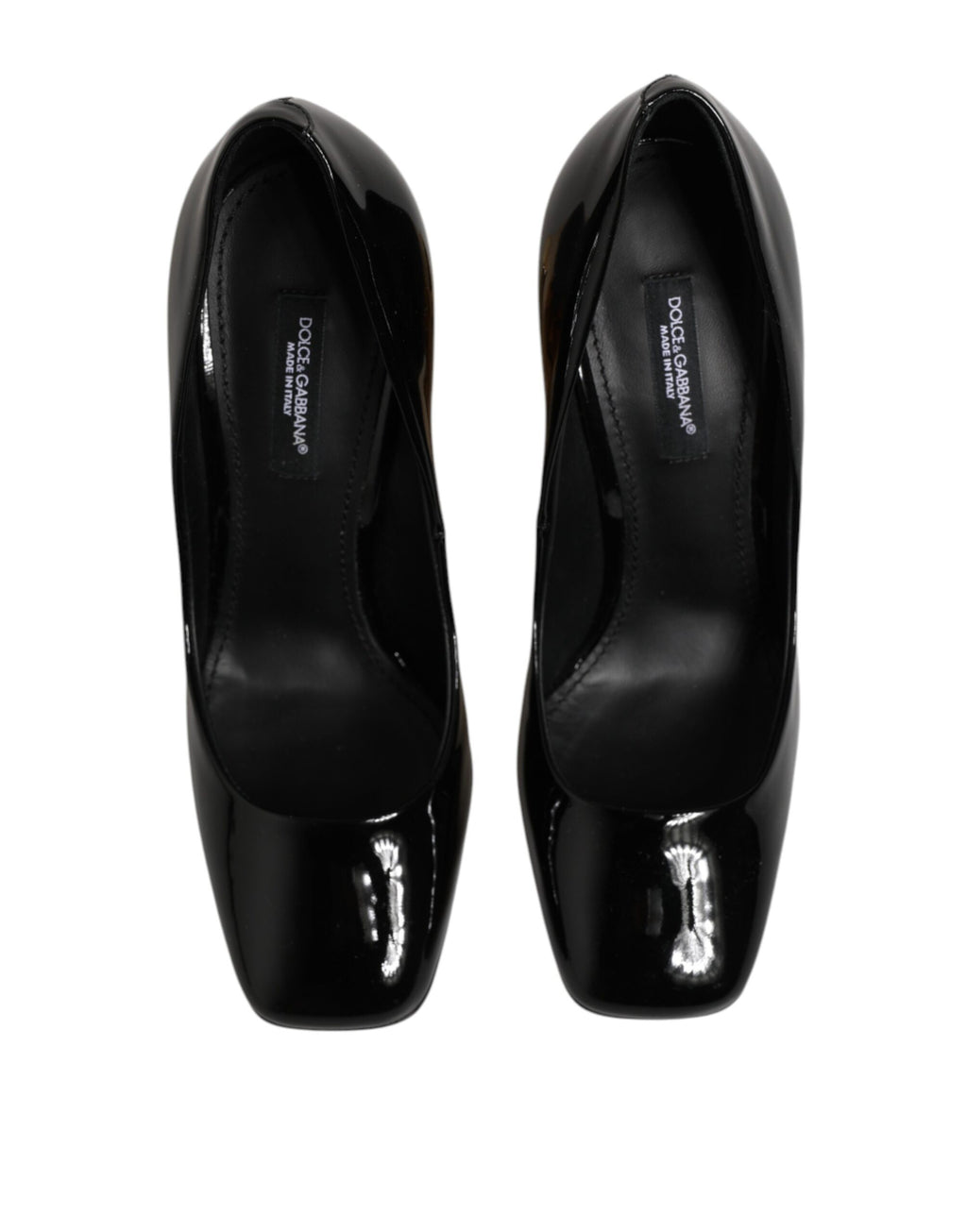 Dolce & Gabbana Black Gold Patent Leather Logo Heels Pumps Shoes