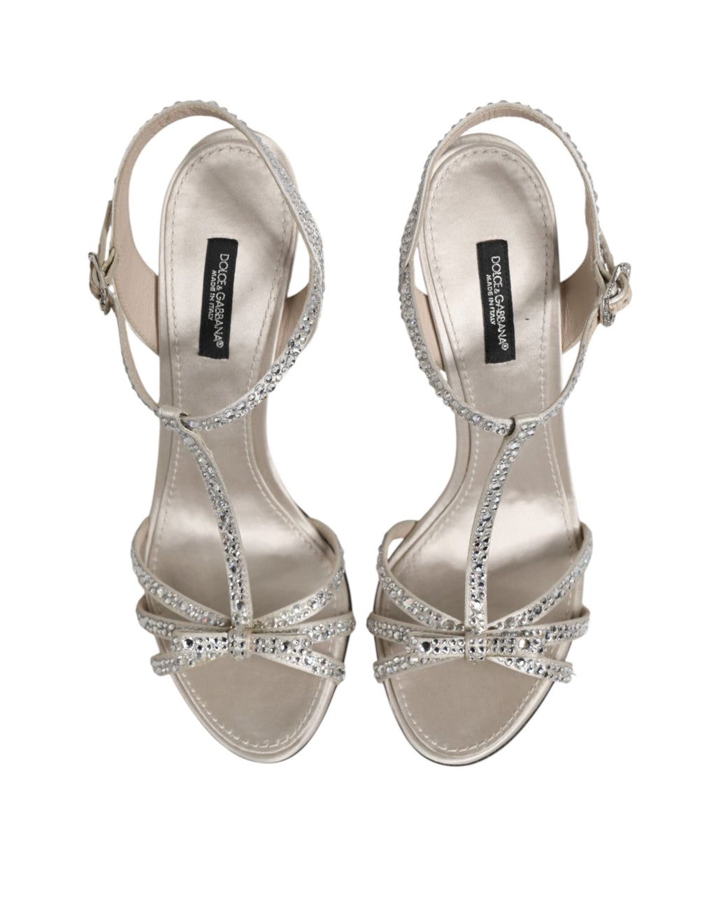 Dolce & Gabbana Silver Strass Ankle Strap Heels Sandals Shoes
