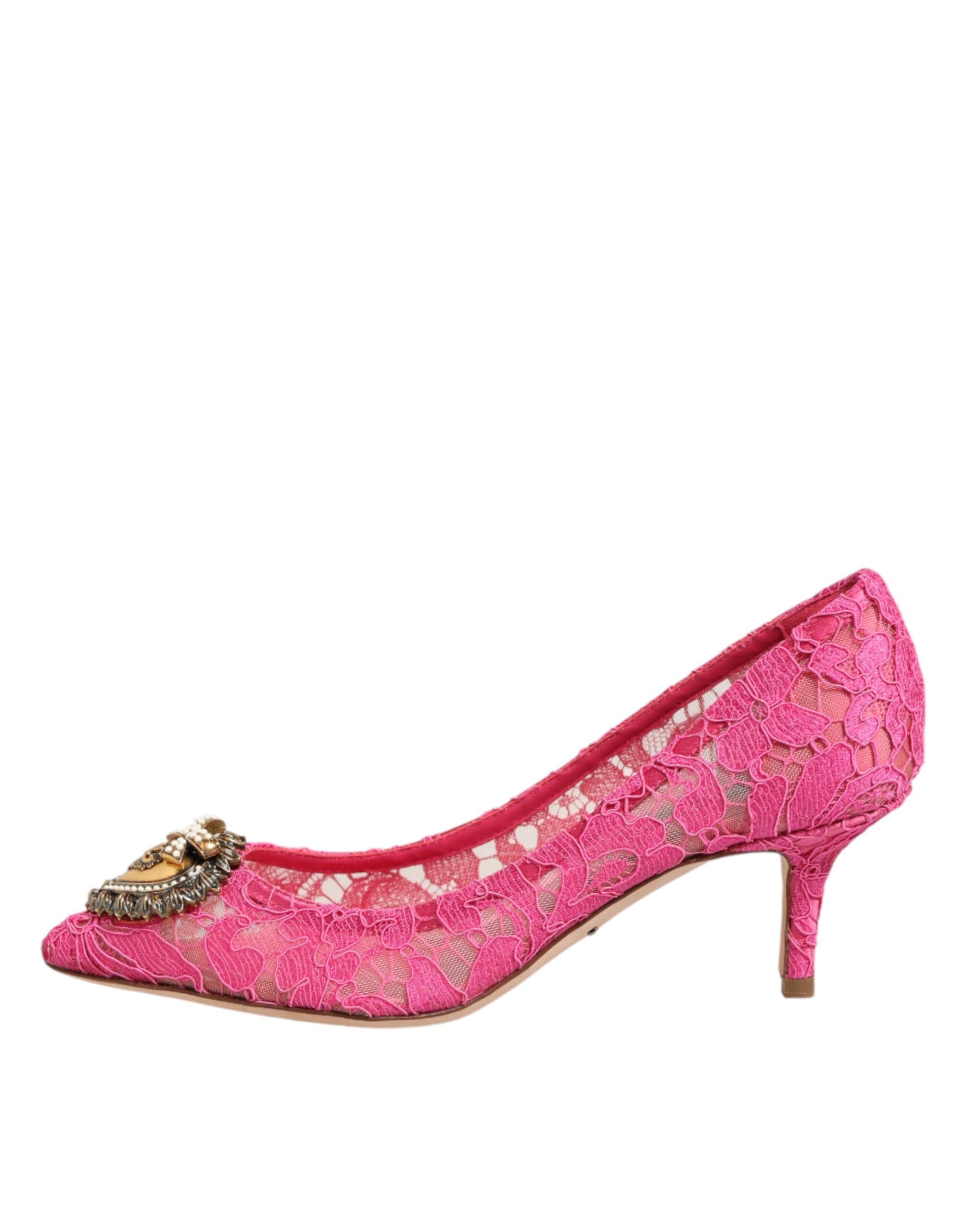 Dolce & Gabbana Pink Taormina Lace DEVOTION Pumps Shoes
