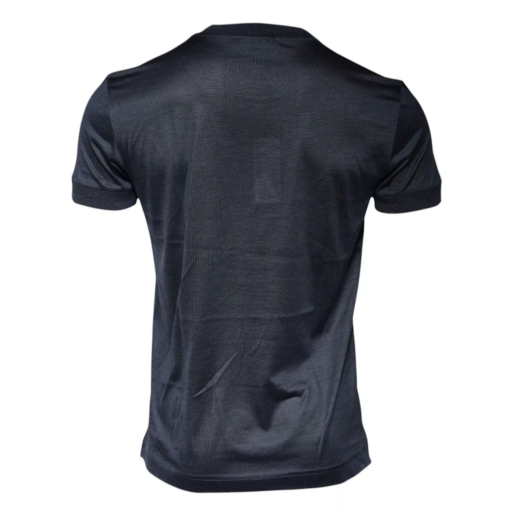 Dolce & Gabbana Blue Silk Crew Neck Short Sleeves Men T-shirt