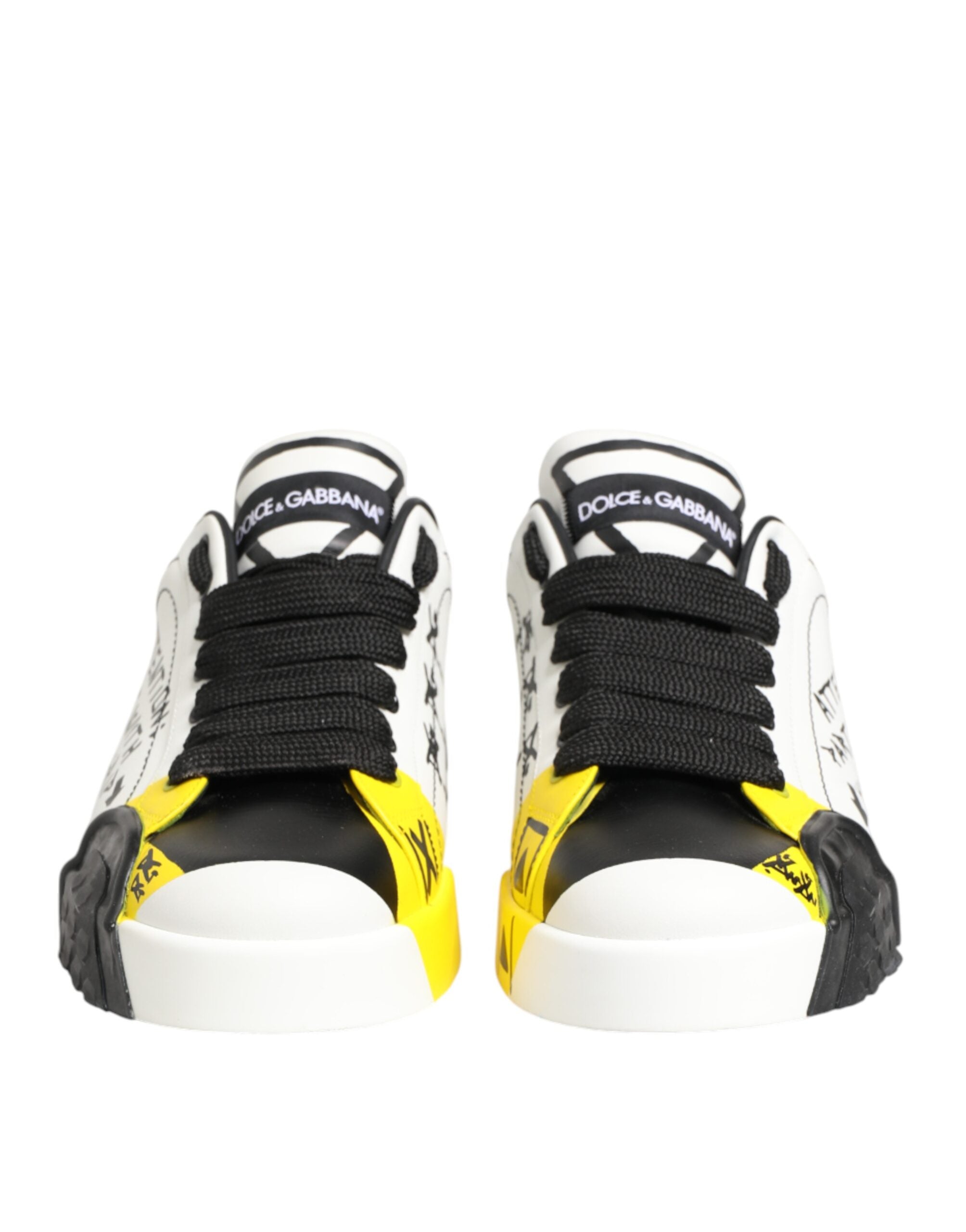 Dolce & Gabbana Multicolor Leather Graffiti Low Top Sneakers Shoes