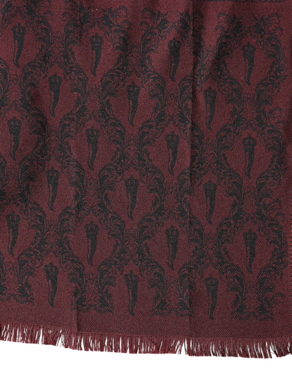 Dolce & Gabbana Maroon Patterned Silk Wrap Foulard Men 133cm x 22cm Scarf