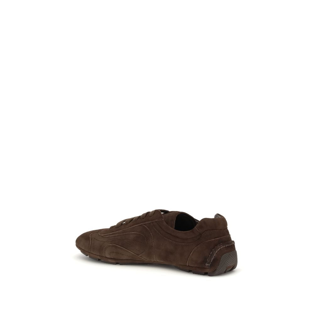 Prada Brown Calf Leather Bos Taurus Athletic Sneakers